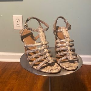TORY BURCH LEATHER ANIMAL PRINT GLADIATOR SANDALS